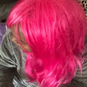 Hot pink 22 inch synthetic wig cos play